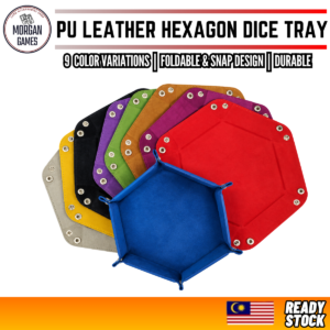 Premium Foldable Dice Tray PU Leather – Hexagon Dice Rolling Tray for DND & Tabletop RPG